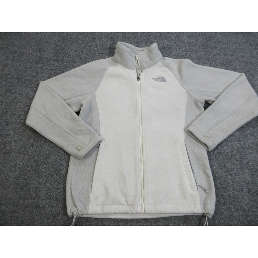 The North Face Fleece Jacket Womens Medium White Gray Full Zip Colorblock Hiking